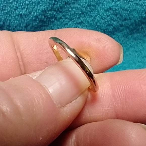 Goldtone pink rose enamel crystal ring adjustable - Picture 4 of 4